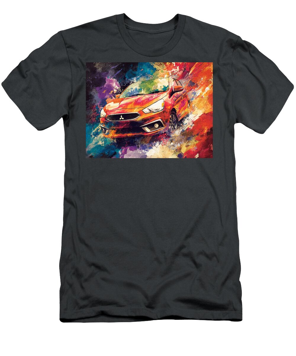 Mitsubishi Mirage 2015 Hatchback Abstract Art Colorful Car Vibrant Abstract Car Painting Hollie Love T-Shirt