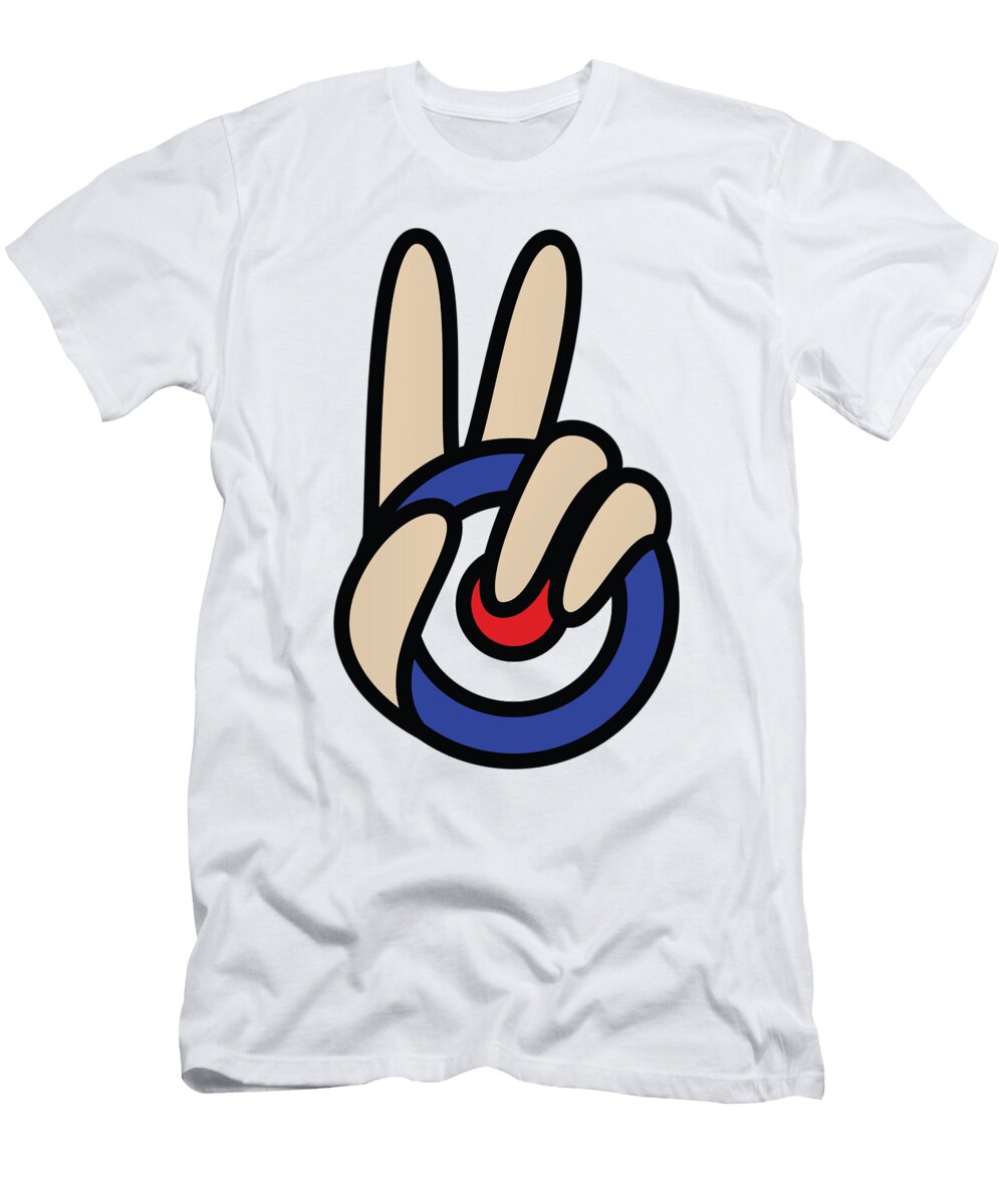 Mod Target Peace Symbol V Sign Delf Design T-Shirt