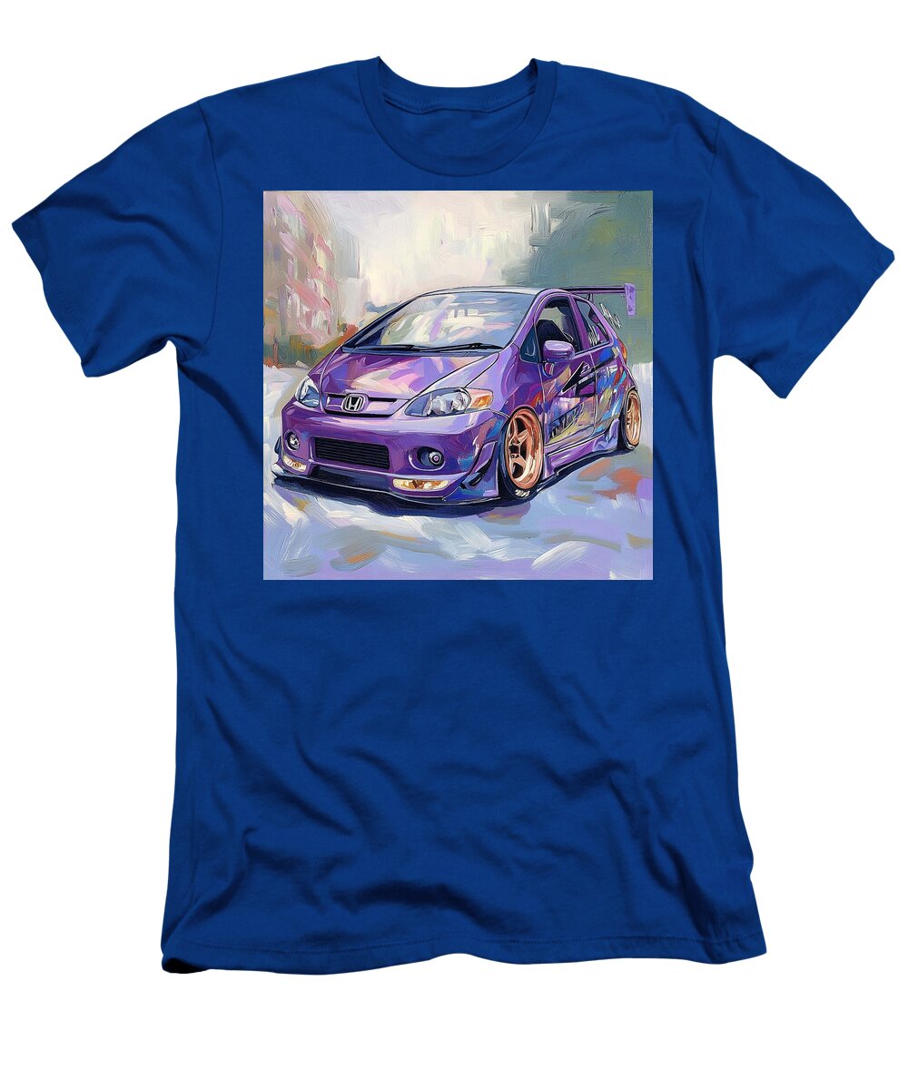 Modern Art Honda Fit 2001 Japan Hatchback Jdm Car Purple Car Custom Design Grayson Sheppard T-Shirt