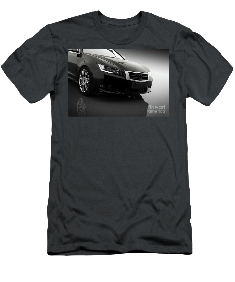 Modern Black Metallic Sedan Car in Spotlight Generic Desing Brandless Michal Bednarek T-Shirt