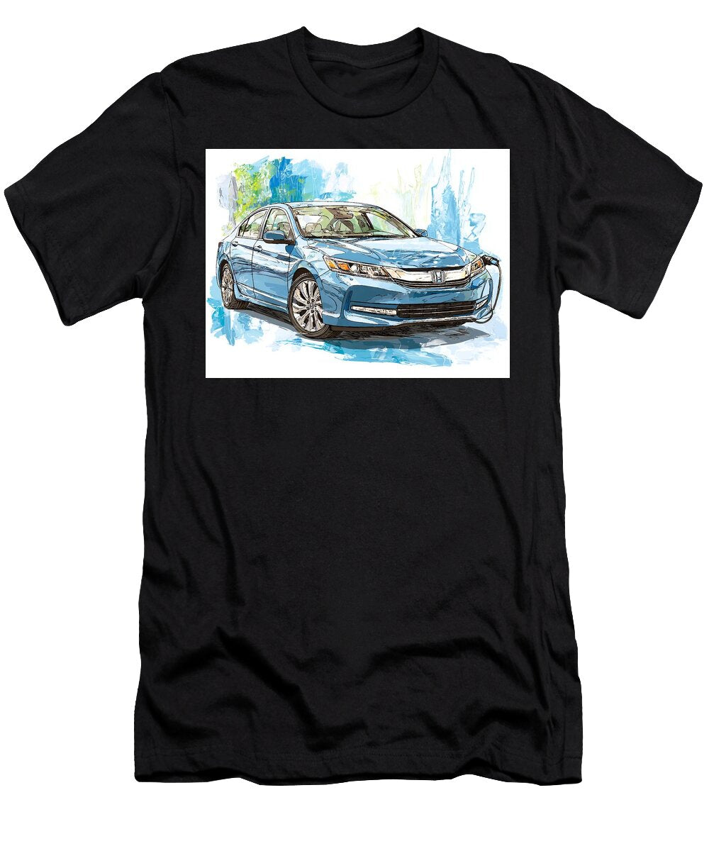 Modern Car Honda Accord Plug in Hybrid 2013 Sedan Electric Vehicle Electric Car Illustration Hollie Love T-Shirt
