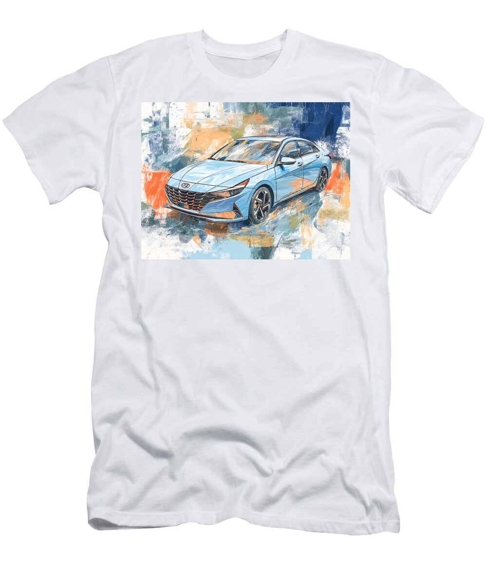 Modern Car Hyundai Elantra 2023 Sedan Abstract Art Abstract Car Painting Hollie Love T-Shirt