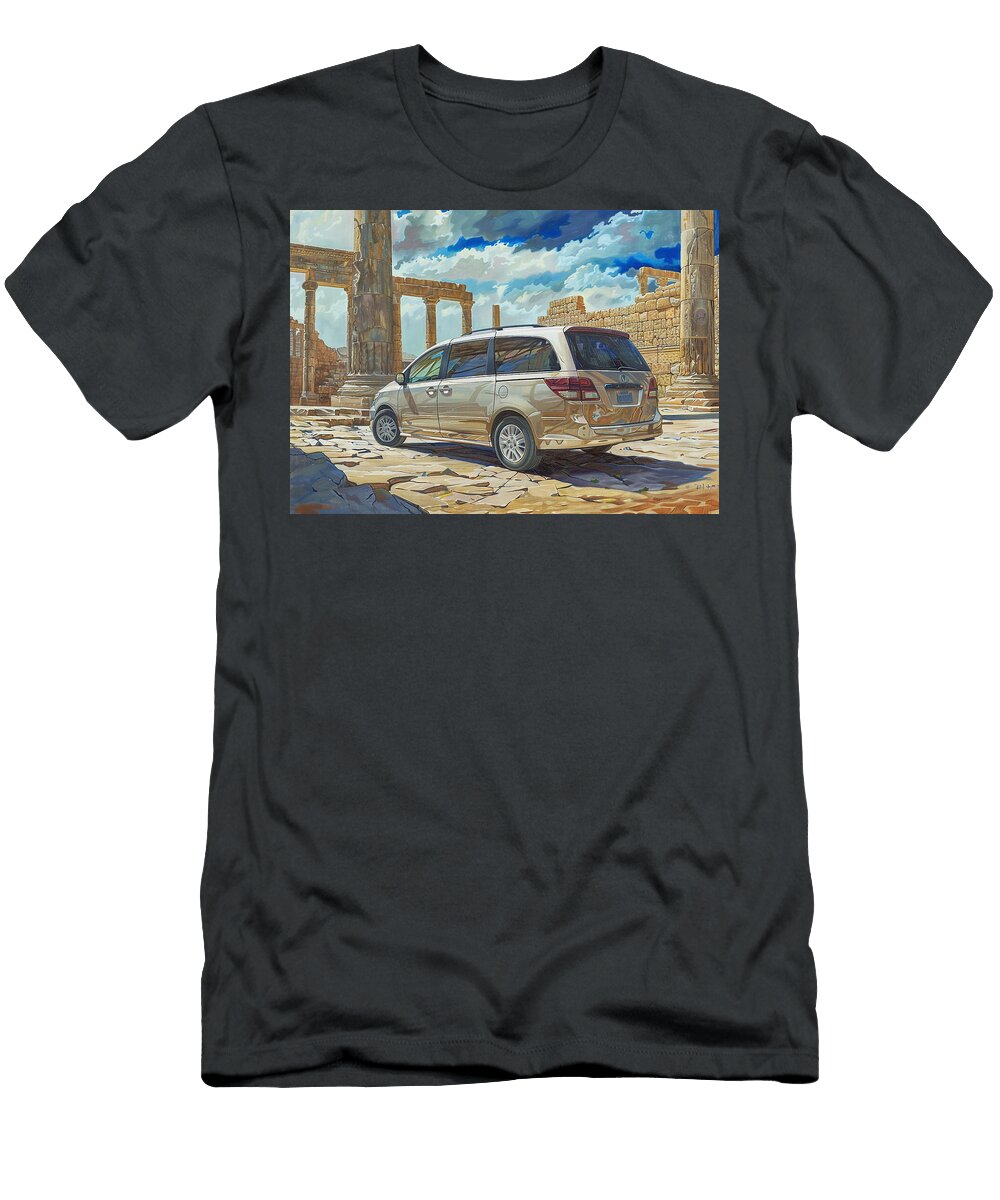 Modern Honda Odyssey in Ancient Ruins a Journey Through Time Kari Goldfalse T-Shirt