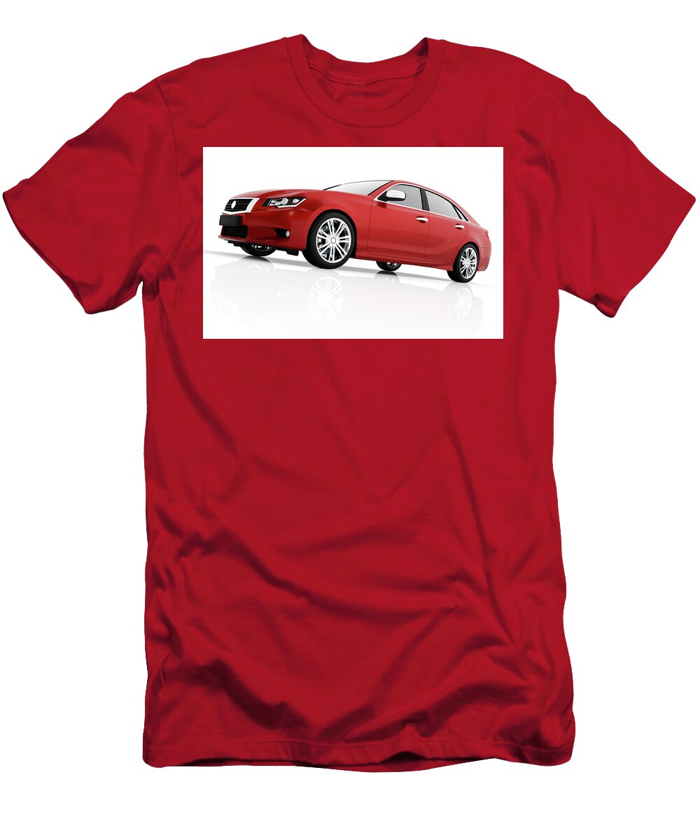 Modern Red Metallic Sedan Car in Spotlight Generic Desing Brandless Michal Bednarek T-Shirt