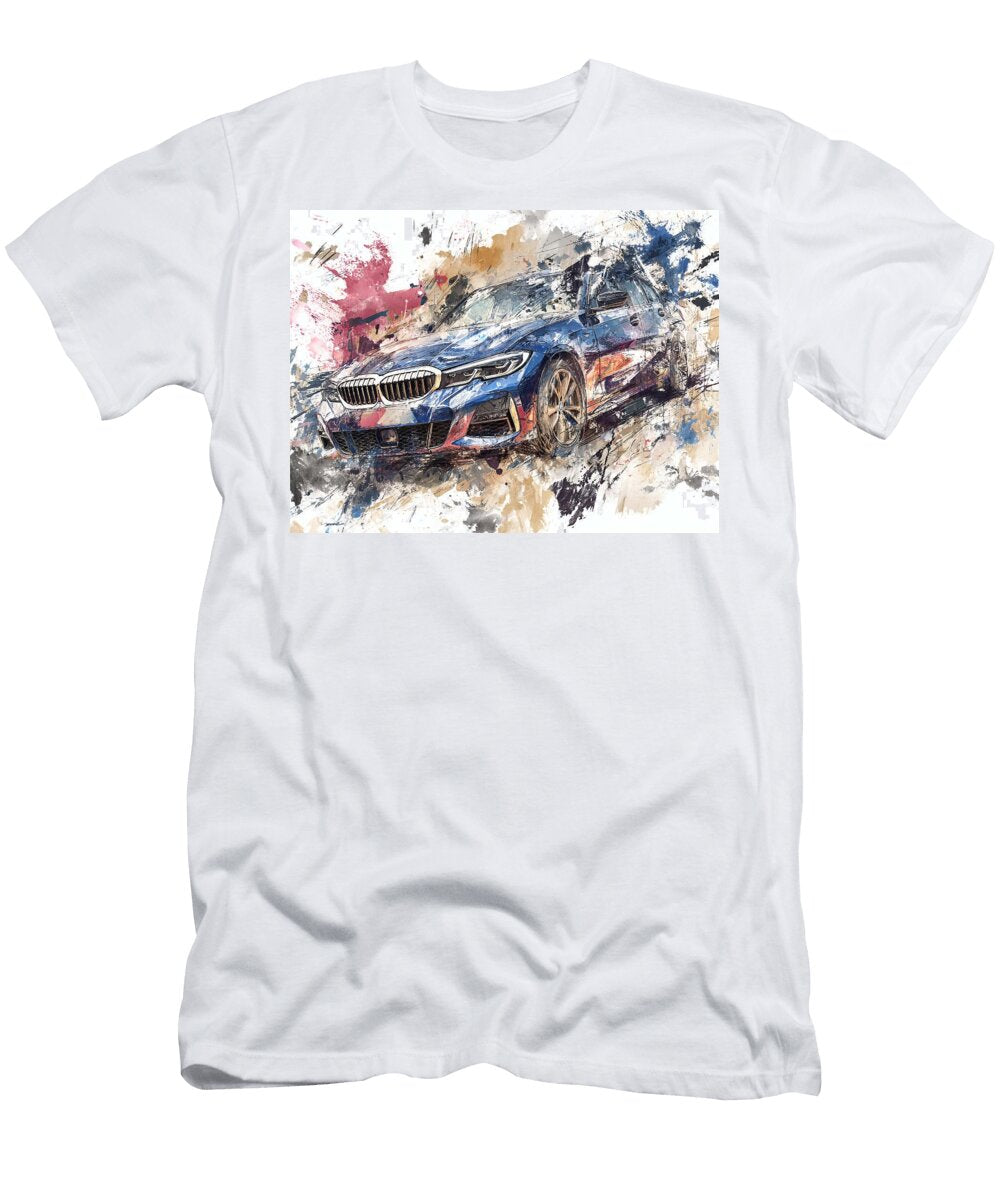 Modern Vehicle BMW 3 Series 2023 Sedan Abstract Car Abstract Blue Car Art Hollie Love T-Shirt