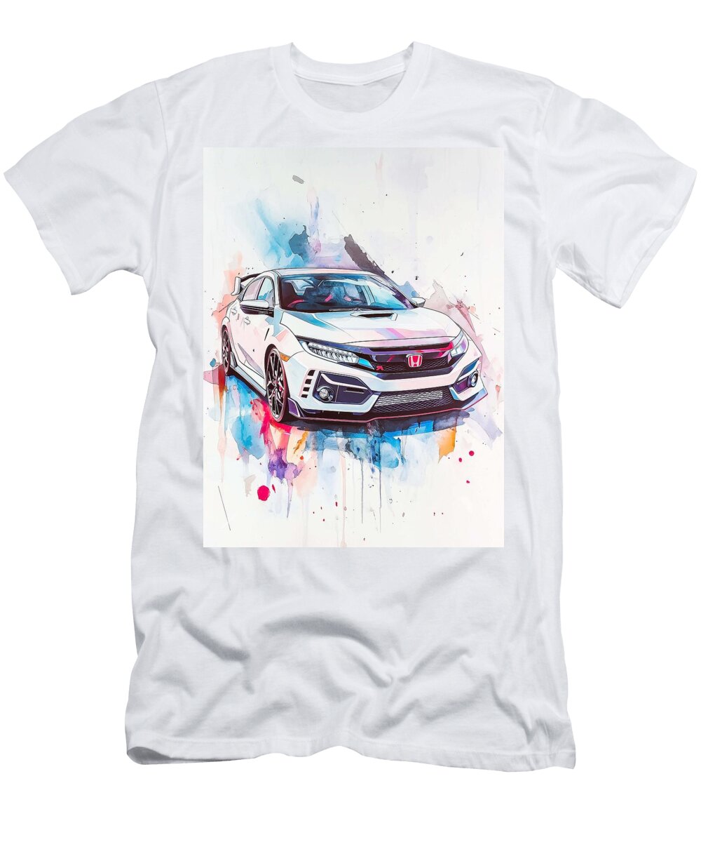 Modern Vehicle Design a Honda Civic Type R 2021 Championship White Hatchback Performance Japanese Co Henry George T-Shirt