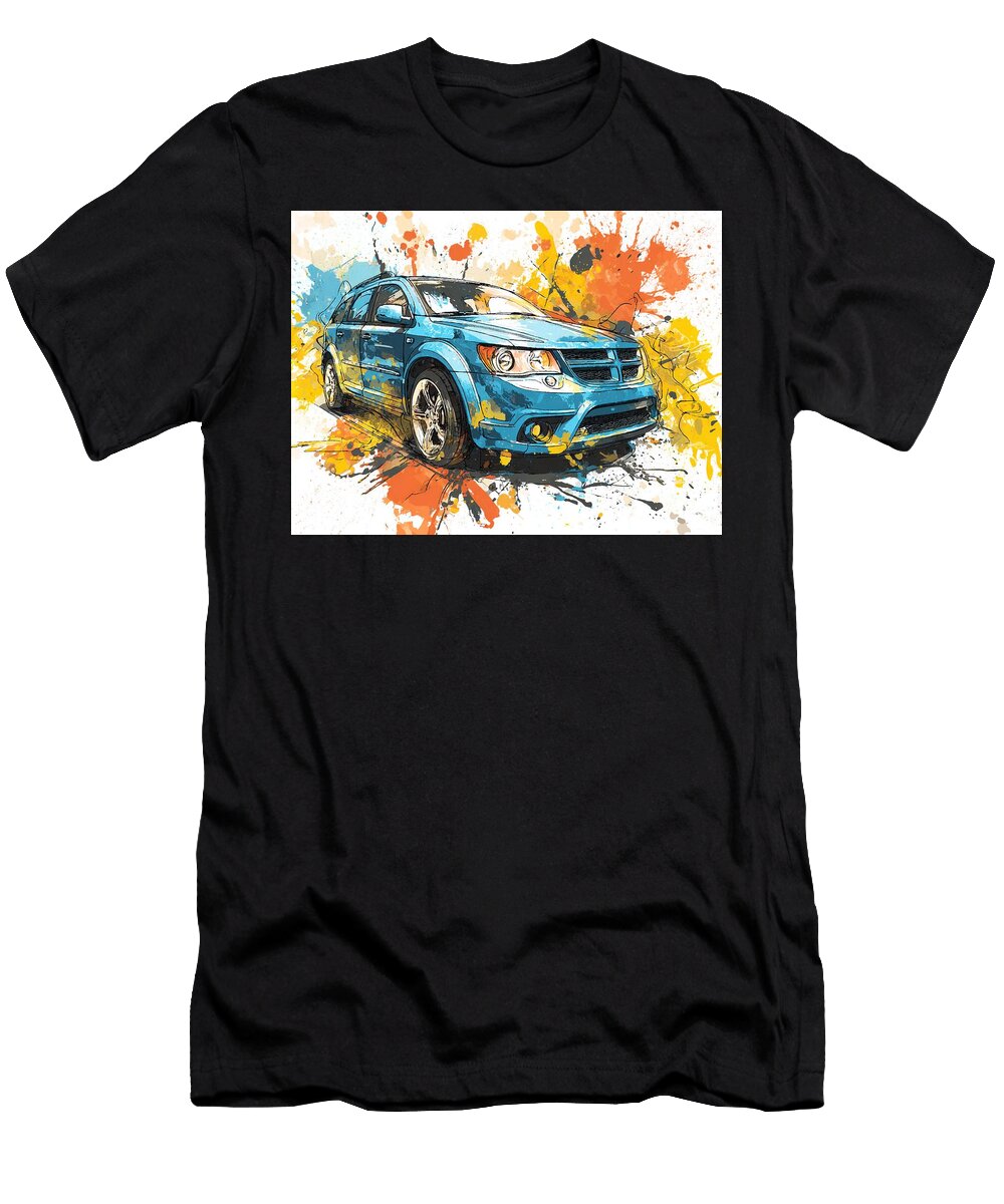 Modern Vehicle Dodge Caliber 2007 Hatchback Colorful Car Vibrant Blue Car Art Hollie Love T-Shirt