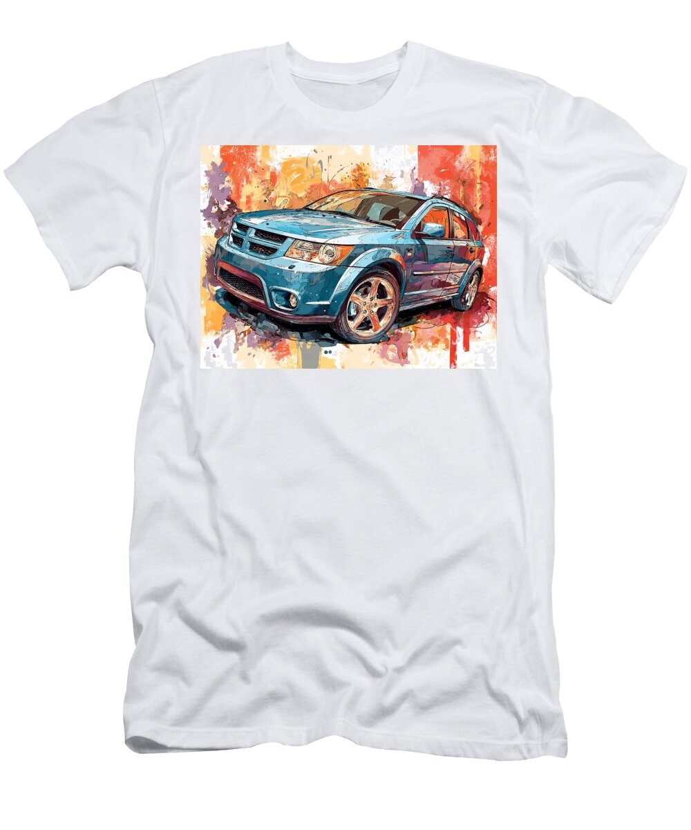 Modern Vehicle Dodge Caliber 2007 Hatchback Colorful Car Vibrant Blue Suv Art Hollie Love T-Shirt