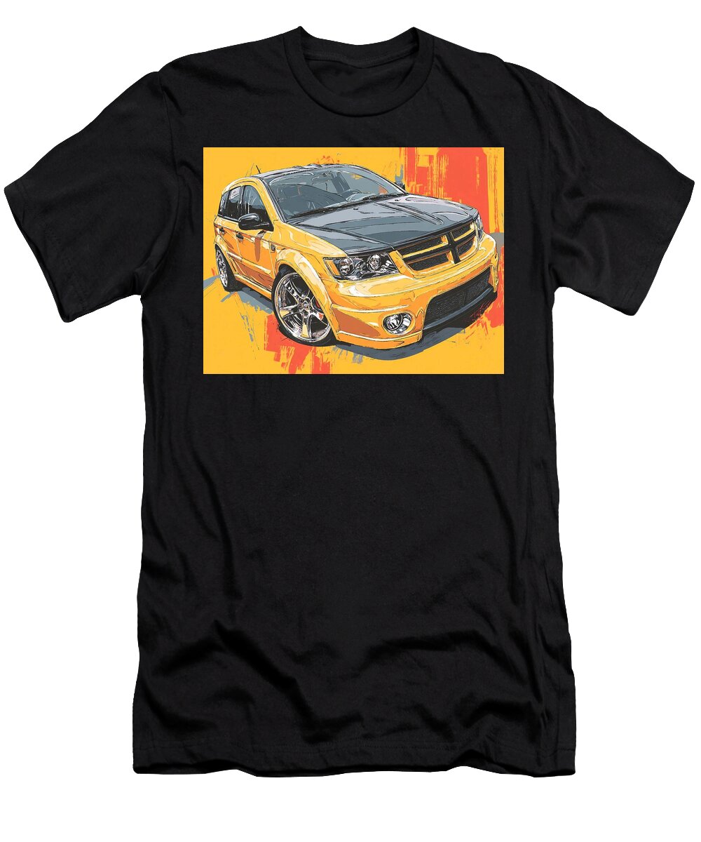 Modern Vehicle Dodge Caliber 2007 Hatchback Yellow Car Vibrant Yellow Sports Car Hollie Love T-Shirt