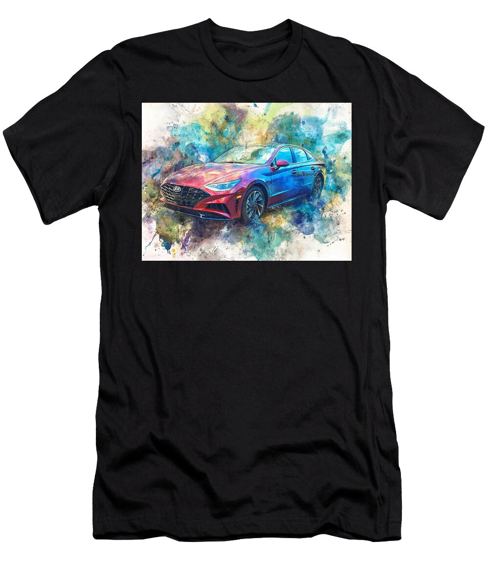 Modern Vehicle Hyundai Sonata 2023 Sedan Colorful Car Vibrant Modern Car Painting Hollie Love T-Shirt
