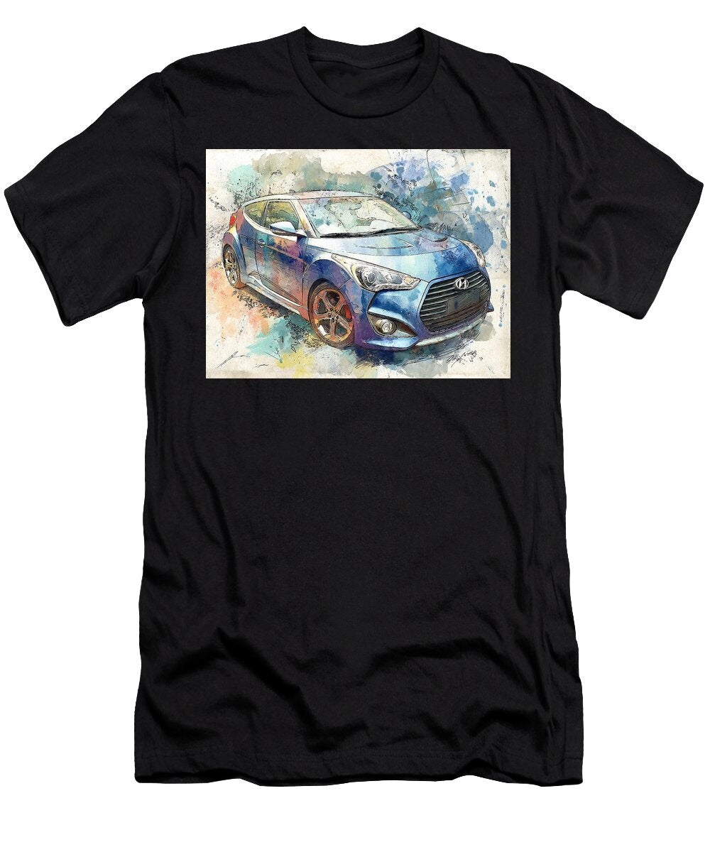 Modern Vehicle Hyundai Veloster 2013 Hatchback Car Artwork Vibrant Car Illustration Hollie Love T-Shirt