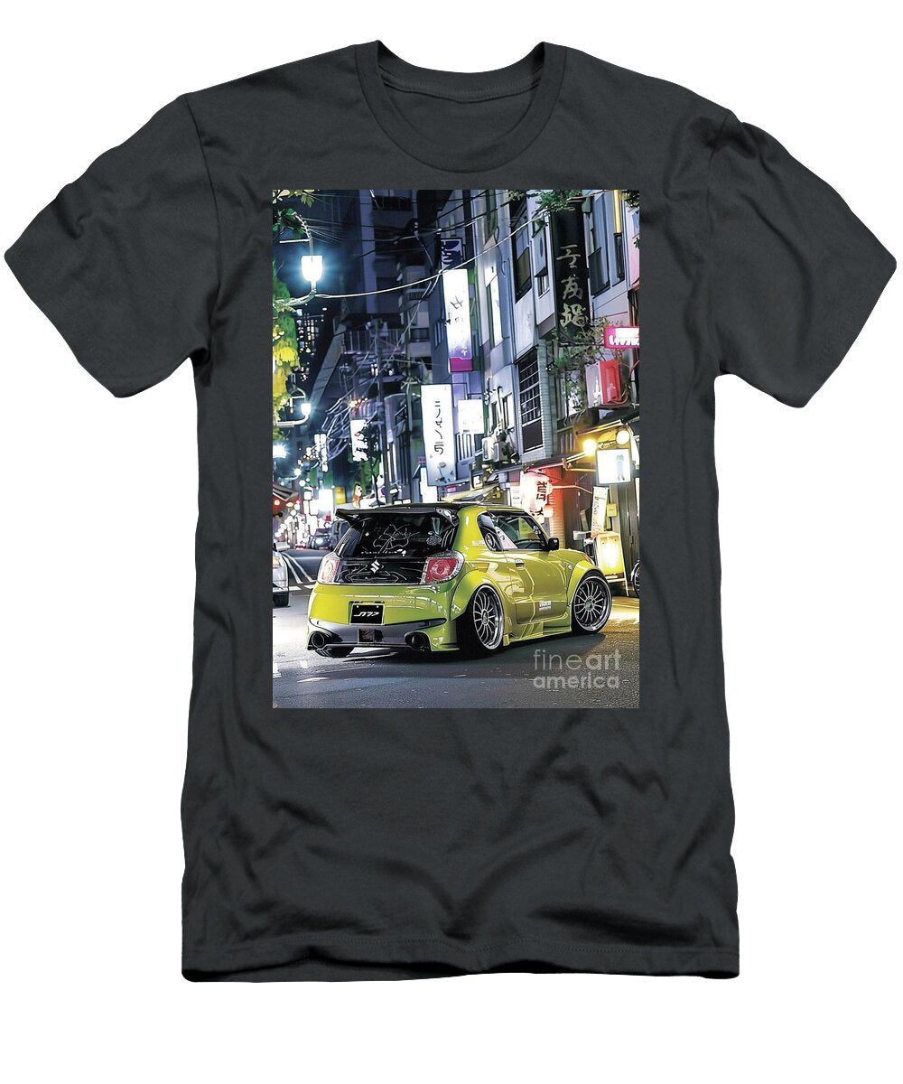Modified Japanese Suzuki Cervo Car in a Night City Lowell Harann T-Shirt