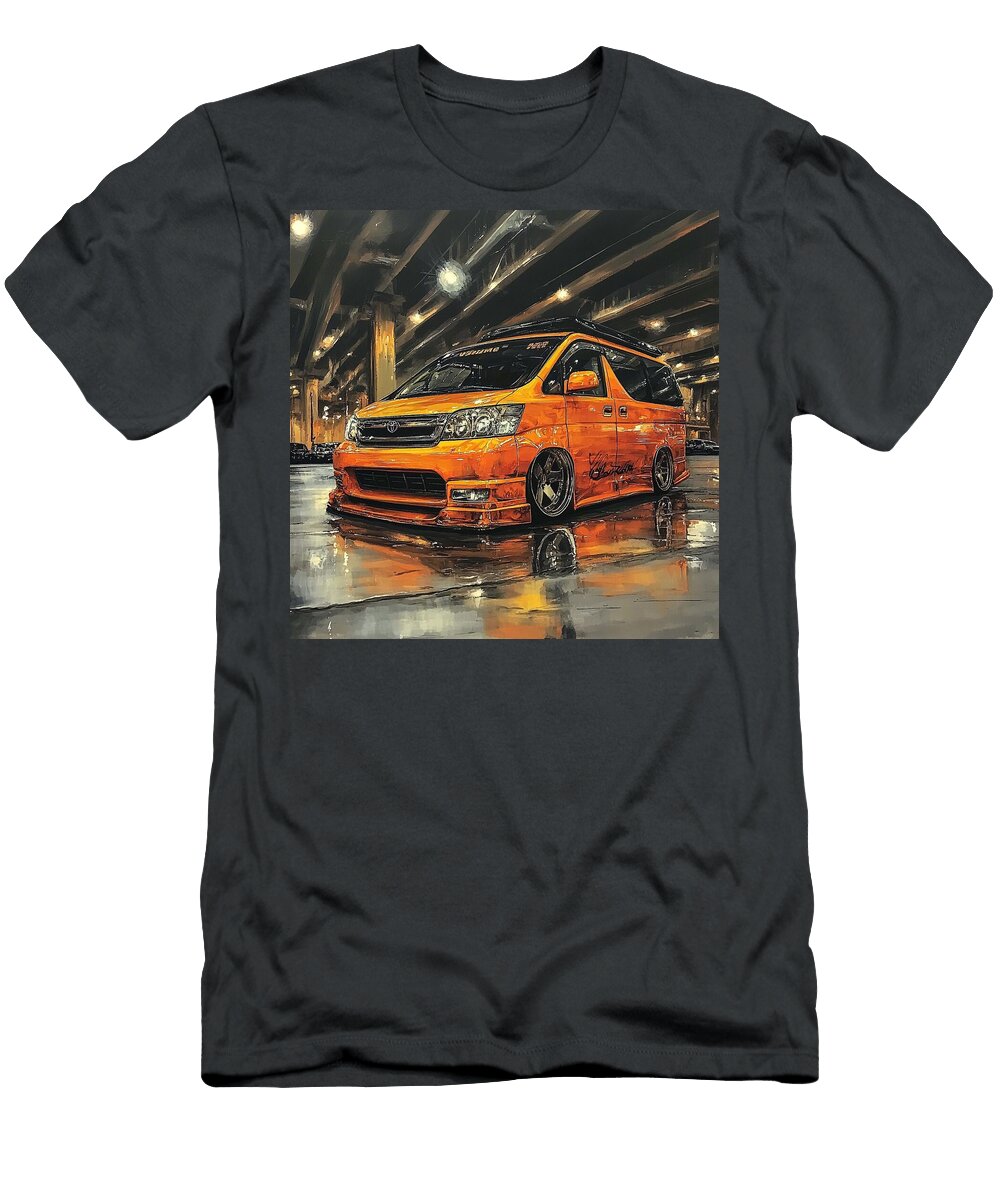 Modified Orange Minivan Under City Lights Urban Art Orange Van Toyota Vellfire 2002 Japan Minivan Jd Grayson Sheppard T-Shirt