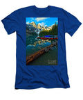 Morain Lake Canoes and Driftwood Adam Jewell T-Shirt