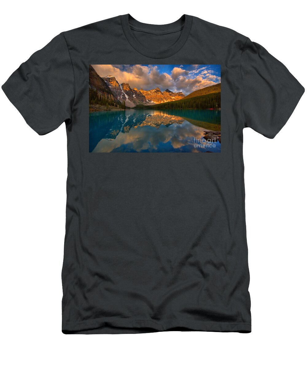 Morain Lake Summer Sunrise Glow Adam Jewell T-Shirt