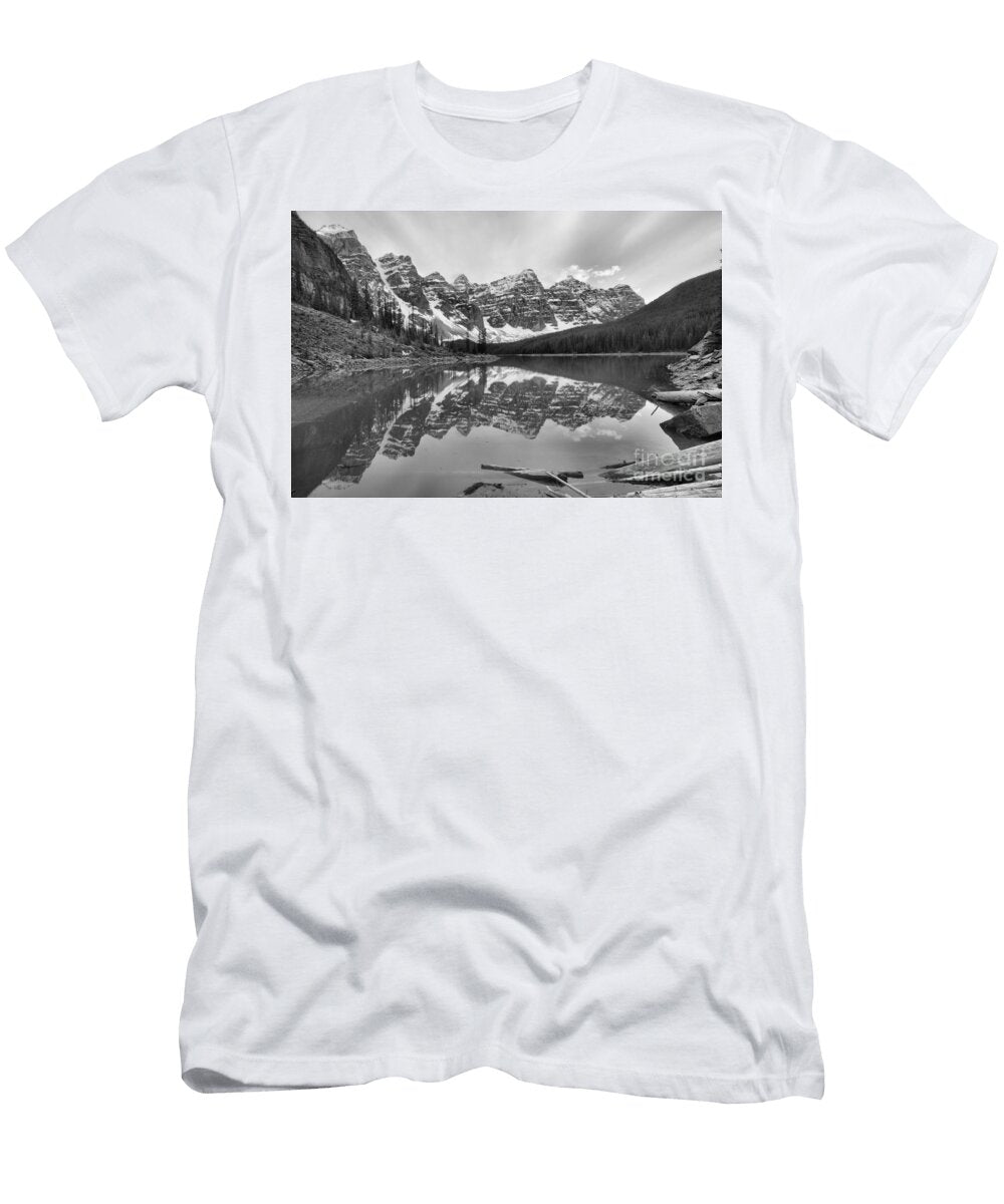Moraine Lake Spring 2018 Sunset Black and White Adam Jewell T-Shirt