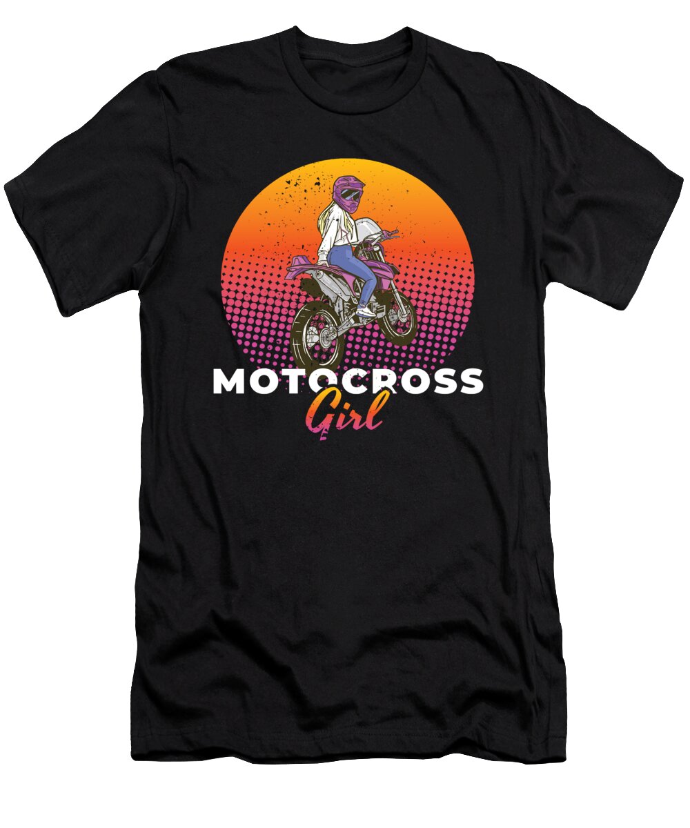 Motocross Girl Motorcycle Biker Bike Moon T-Shirt
