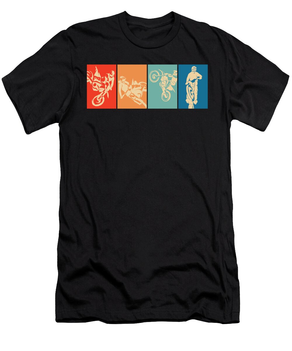 Motocross Retro Motorcycle Biker Bike Moon T-Shirt