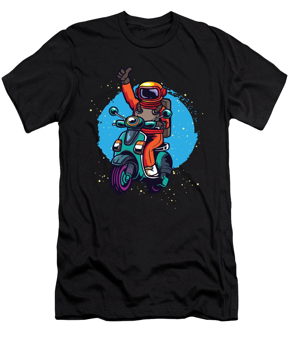 Motor Scooter Astronaut Universe Outer Moon T-Shirt