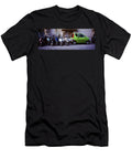 Motor Scooters with a Car Parked Panoramic Images T-Shirt
