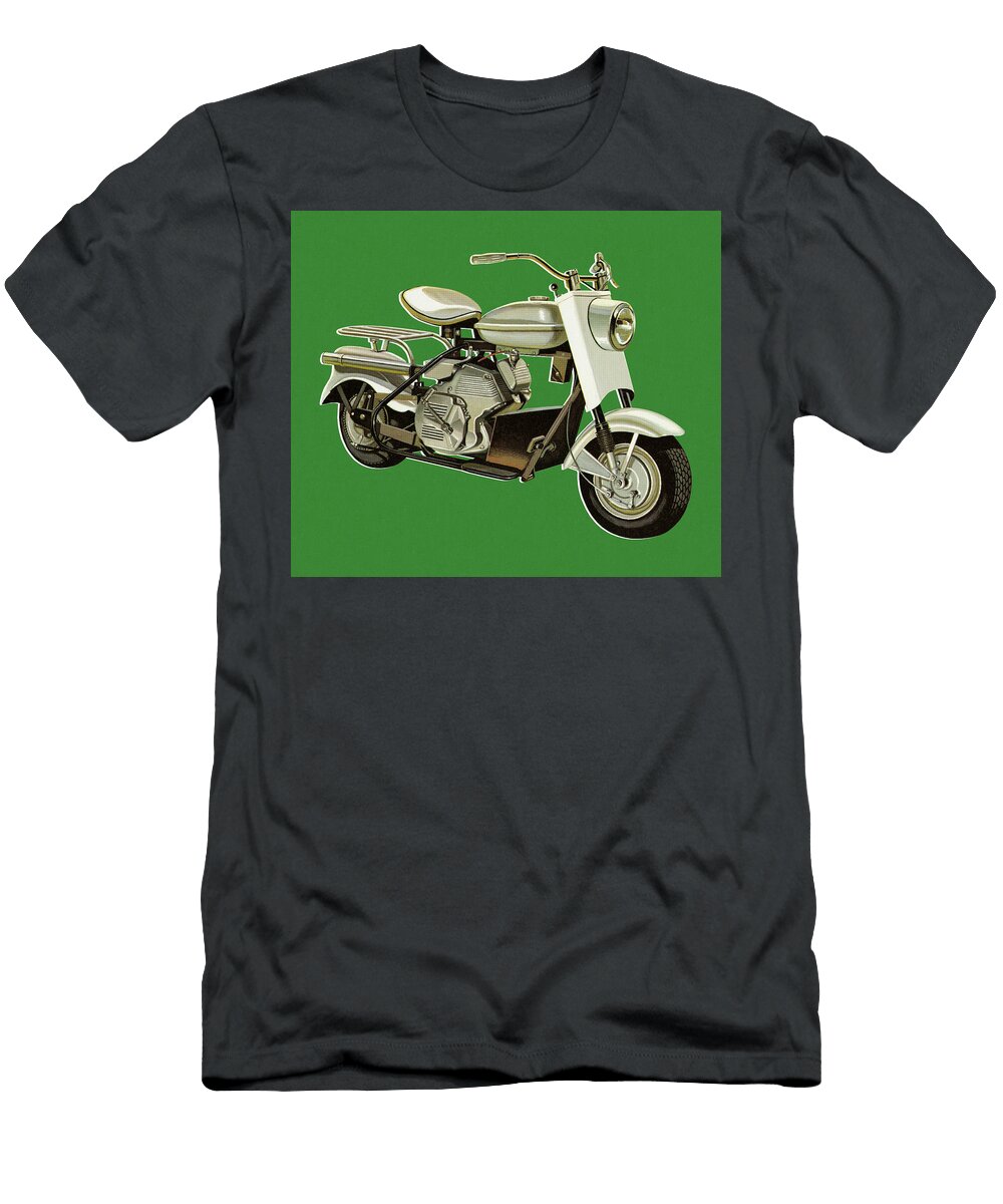 Motorcycle on Green Background Csa Images T-Shirt