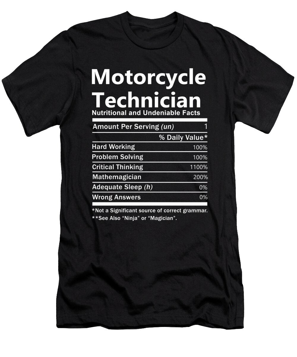 Motorcycle Technician Nutrition Factors Gift Item Shi Hu Kang T-Shirt