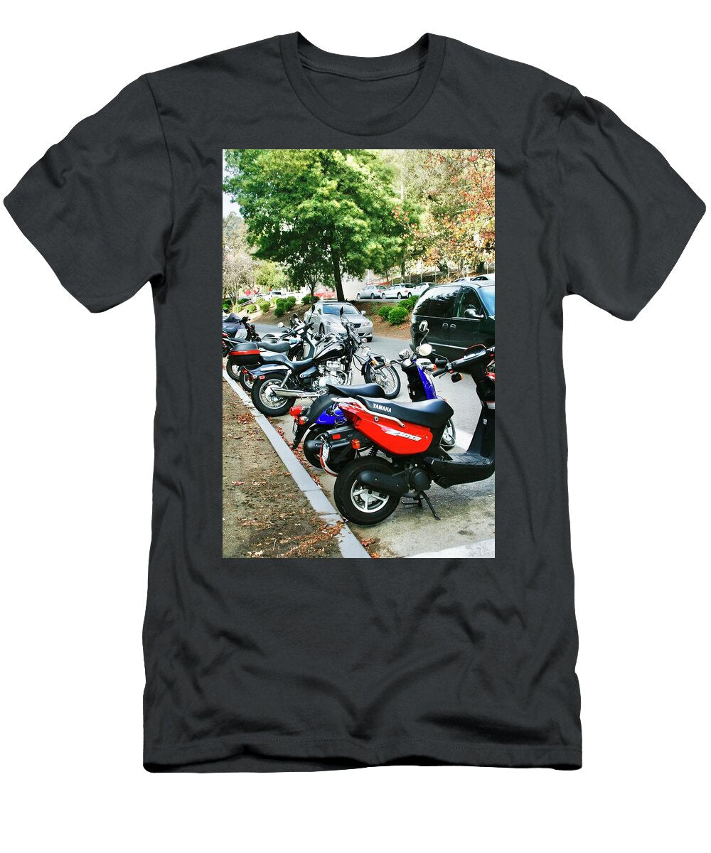 Motorcycles Lined Up in Urban Area Masha Batkova T-Shirt