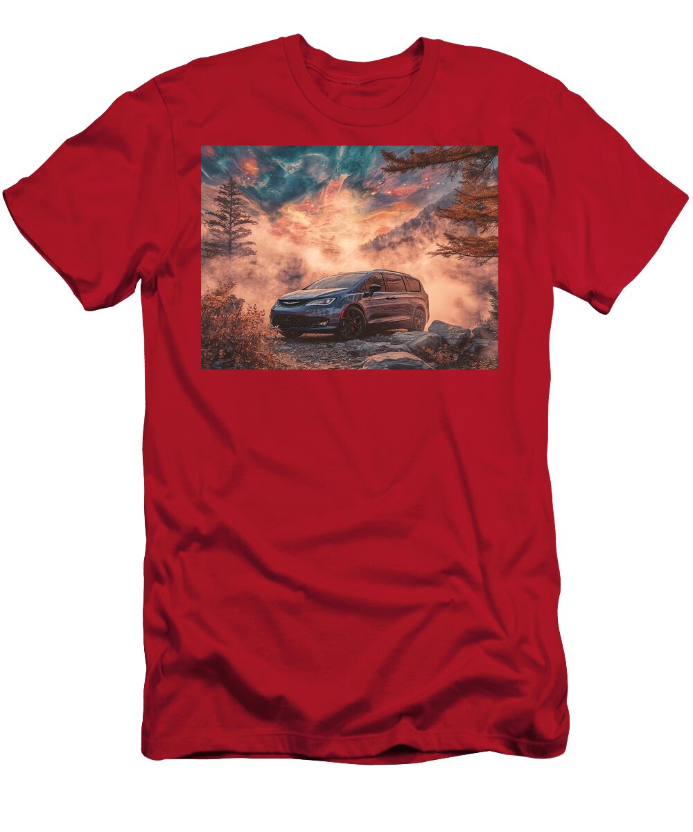 Mountain Road Trip Chrysler Pacifica 2023 Minivan Autumn Landscape Autumn Mountain Road Trip Hollie Love T-Shirt