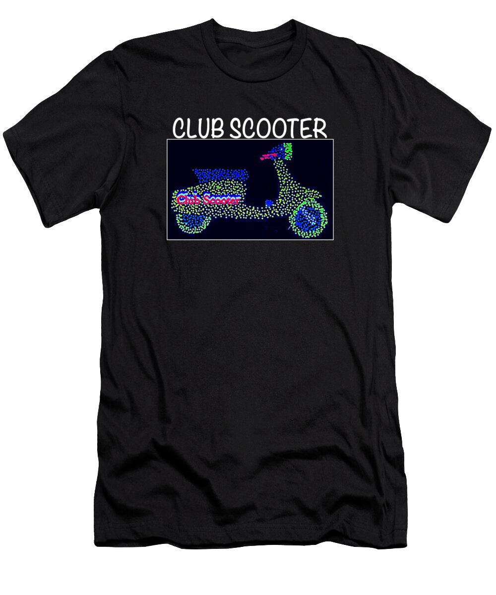 Multi Coloured Dots Club Scooter Logo Design Douglas Brown T-Shirt