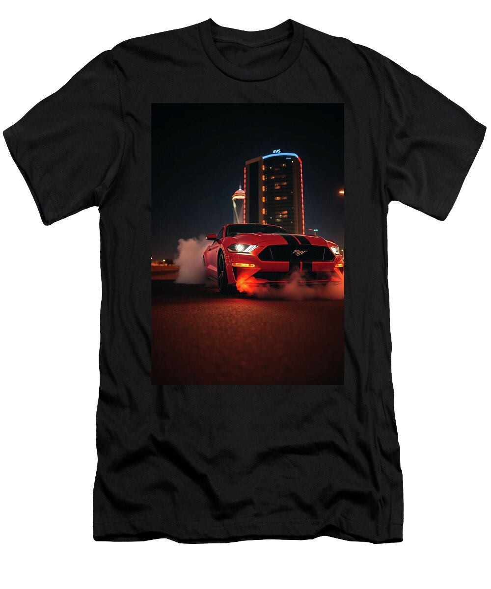 Mustang Drifting At Night Carstoon Concept T-Shirt
