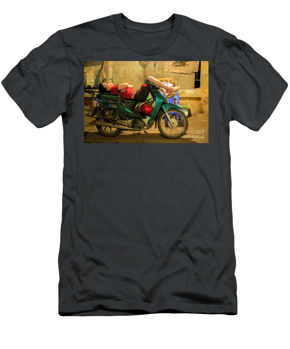 Nap Time on Motorcycle Hanoi Chuck Kuhn T-Shirt