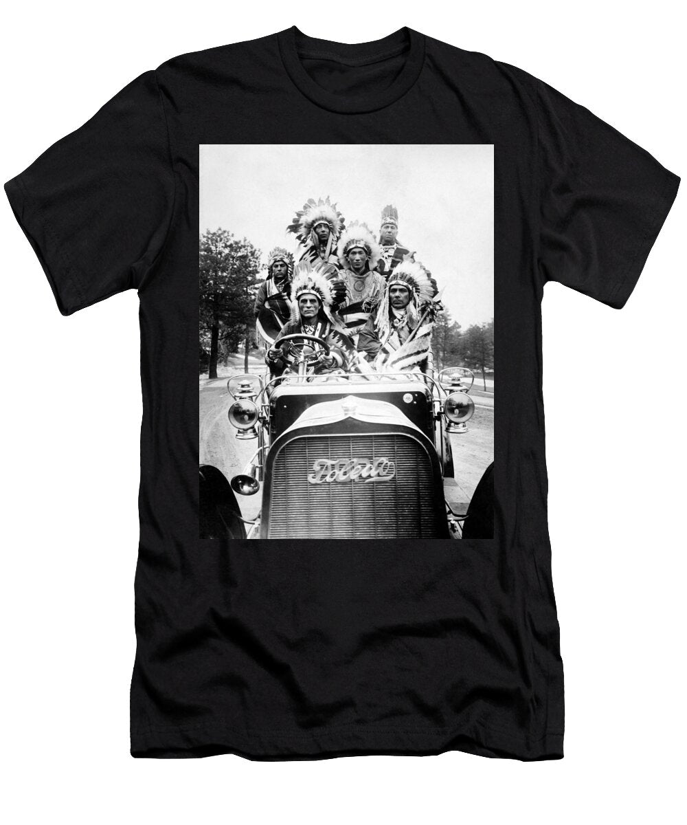 Native Americans in Traditional Dress Driving Car 1905 War Is Hell Store T-Shirt