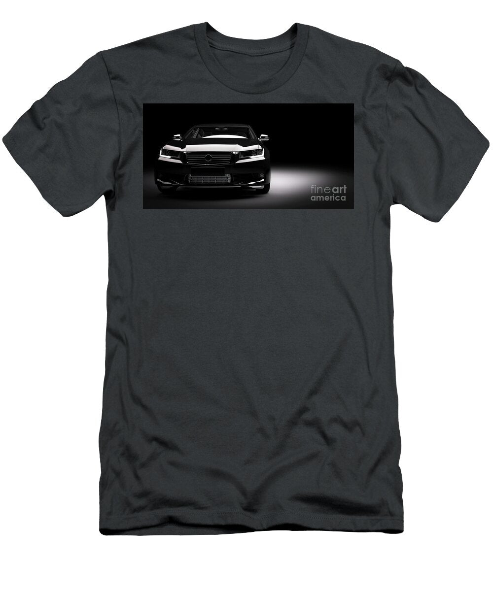 New Black Metallic Sedan Car in Spotlight Modern Desing Brandless Michal Bednarek T-Shirt