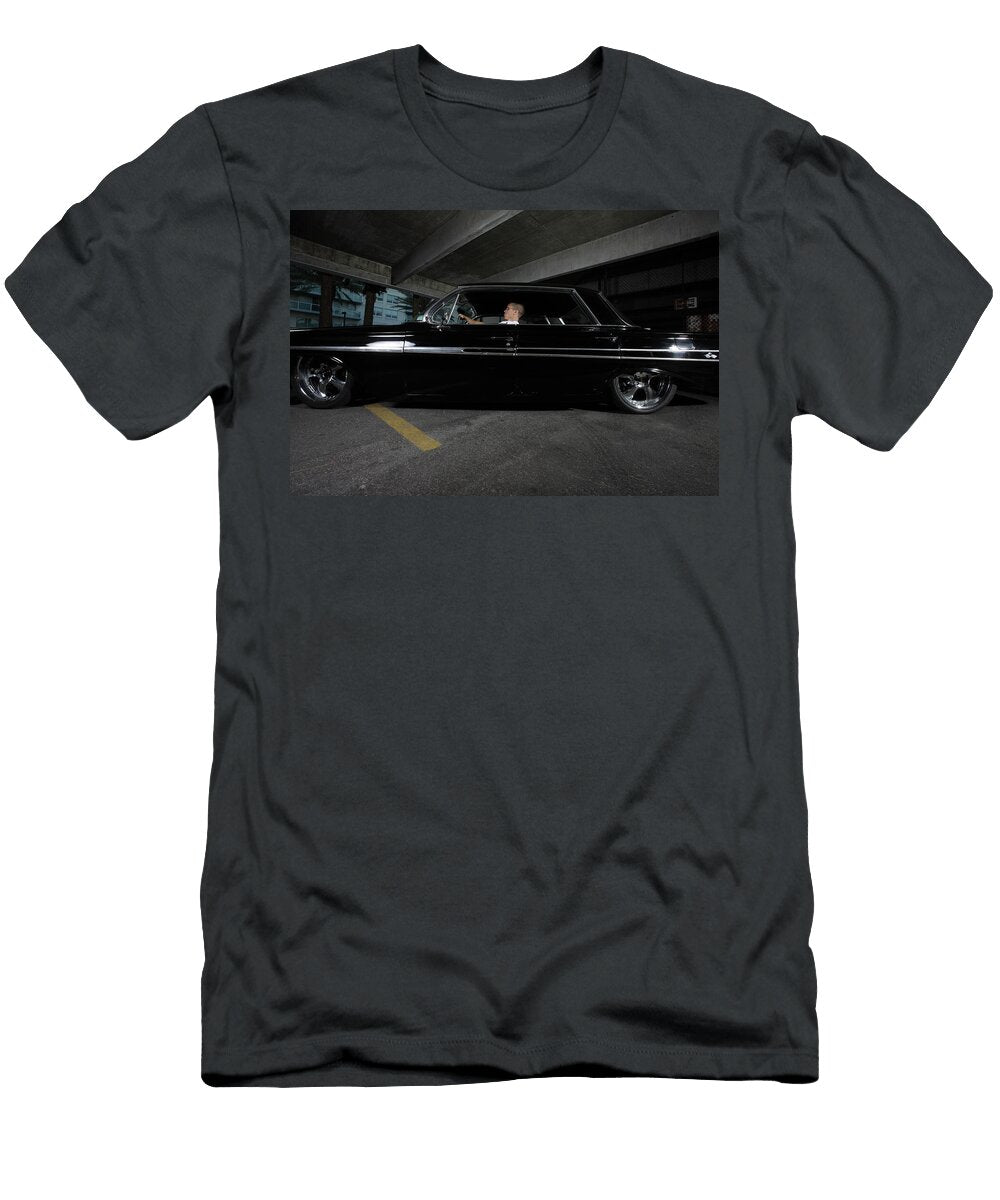 Night Photo Man in a Black Impala Lowrider Stance Felix Mizioznikov T-Shirt