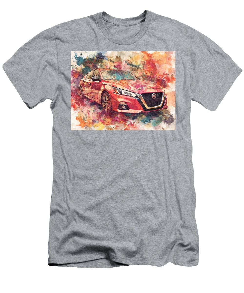 Nissan Altima 2023 Sedan Red Car Abstract Art Vibrant Red Car Abstract Hollie Love T-Shirt
