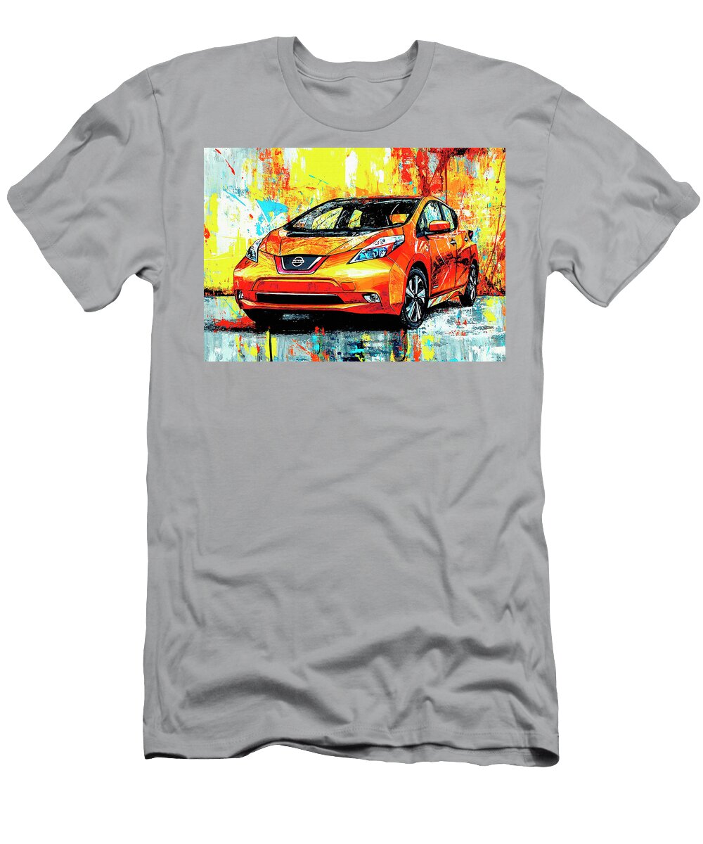 Nissan Leaf 2010 Japan Electric Hatchback Vibrant Abstract Car Pollard Halle T-Shirt