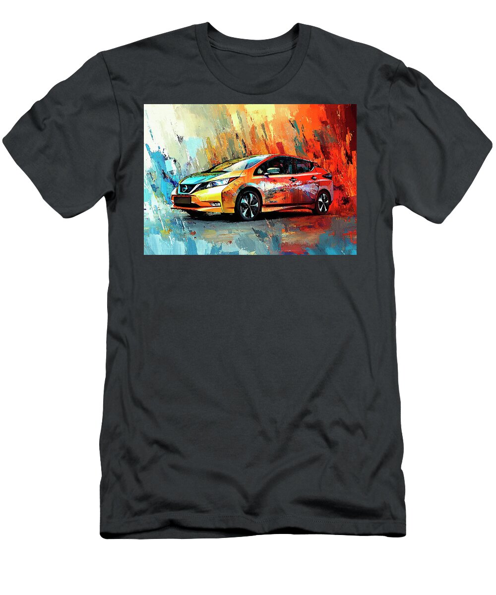 Nissan Leaf 2010 Japan Electric Hatchback Vibrant Abstract Electric Car Pollard Halle T-Shirt