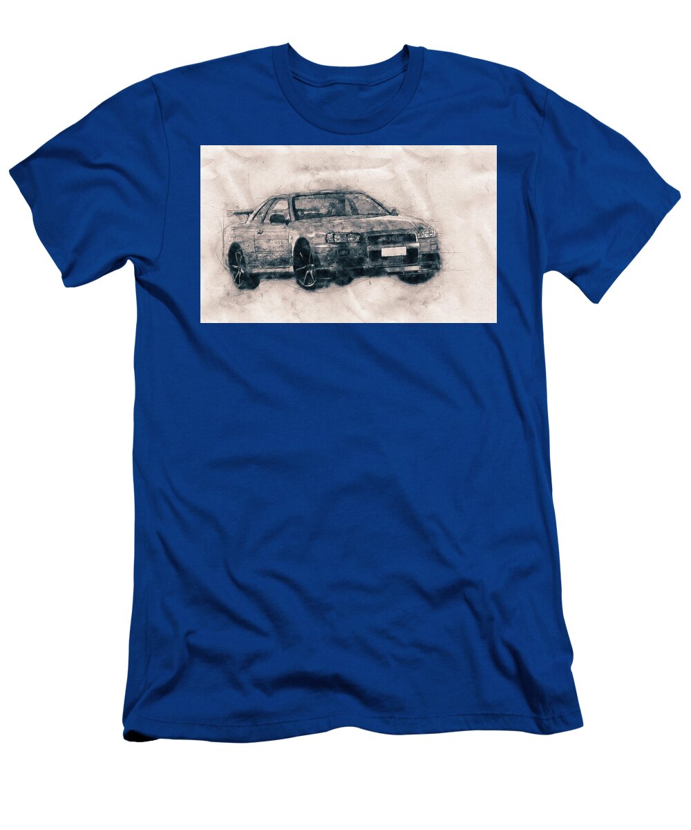 Nissan Skyline Gt R Spors Car Automotive Art Car Posters Studio Grafiikka T-Shirt