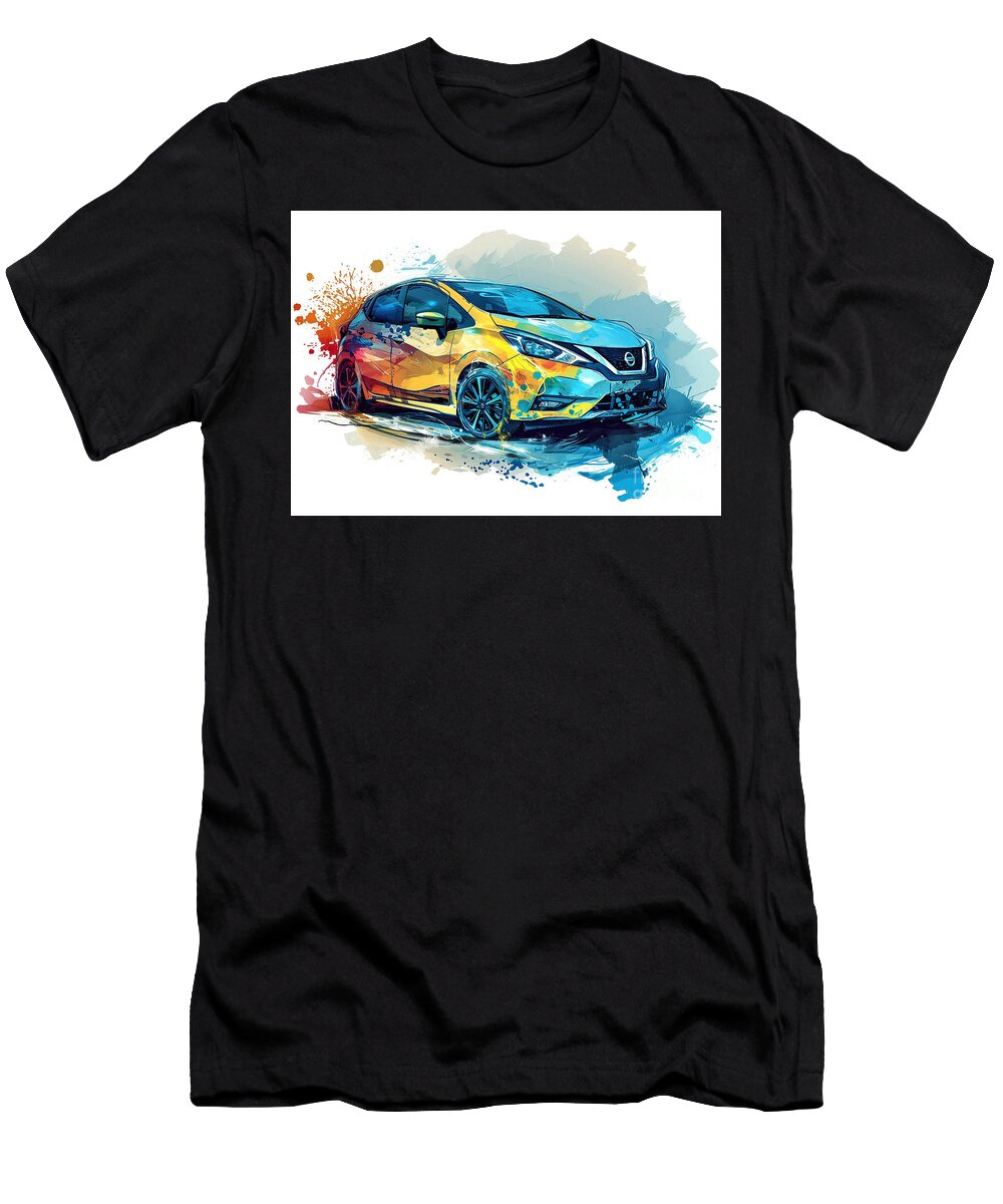 Nissan Versa Watercolor Abstract Vehicle Clark Leffler T-Shirt