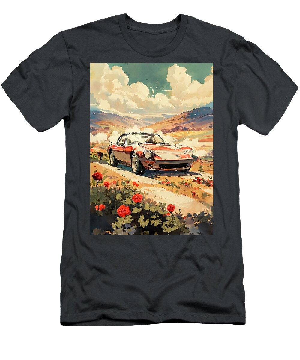 No00028 My Mazda Eunos Roadster Car Ukiyo E Japanese Style Clark Leffler T-Shirt