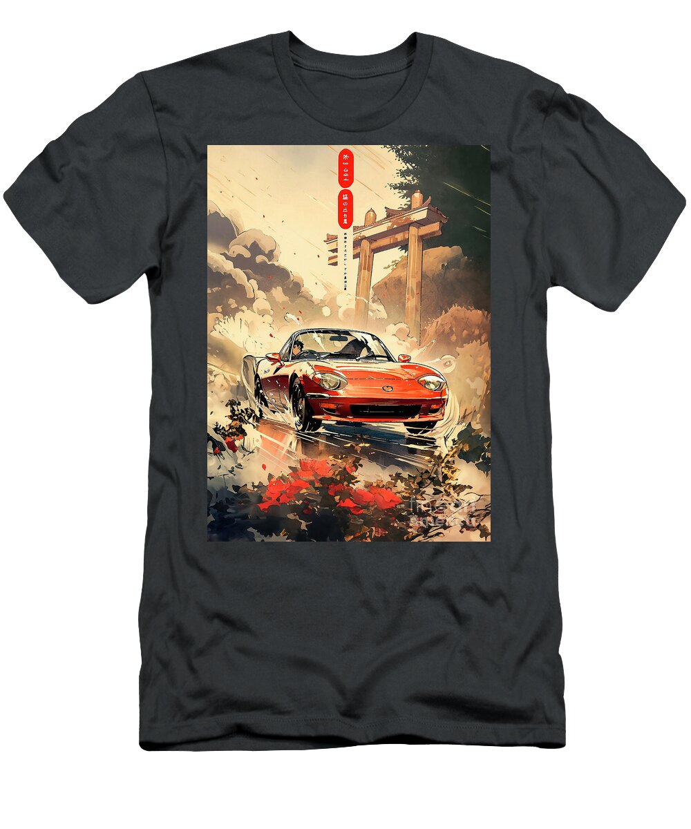 No00311 My Mazda Eunos Roadster Car Ukiyo E Japanese Style Clark Leffler T-Shirt