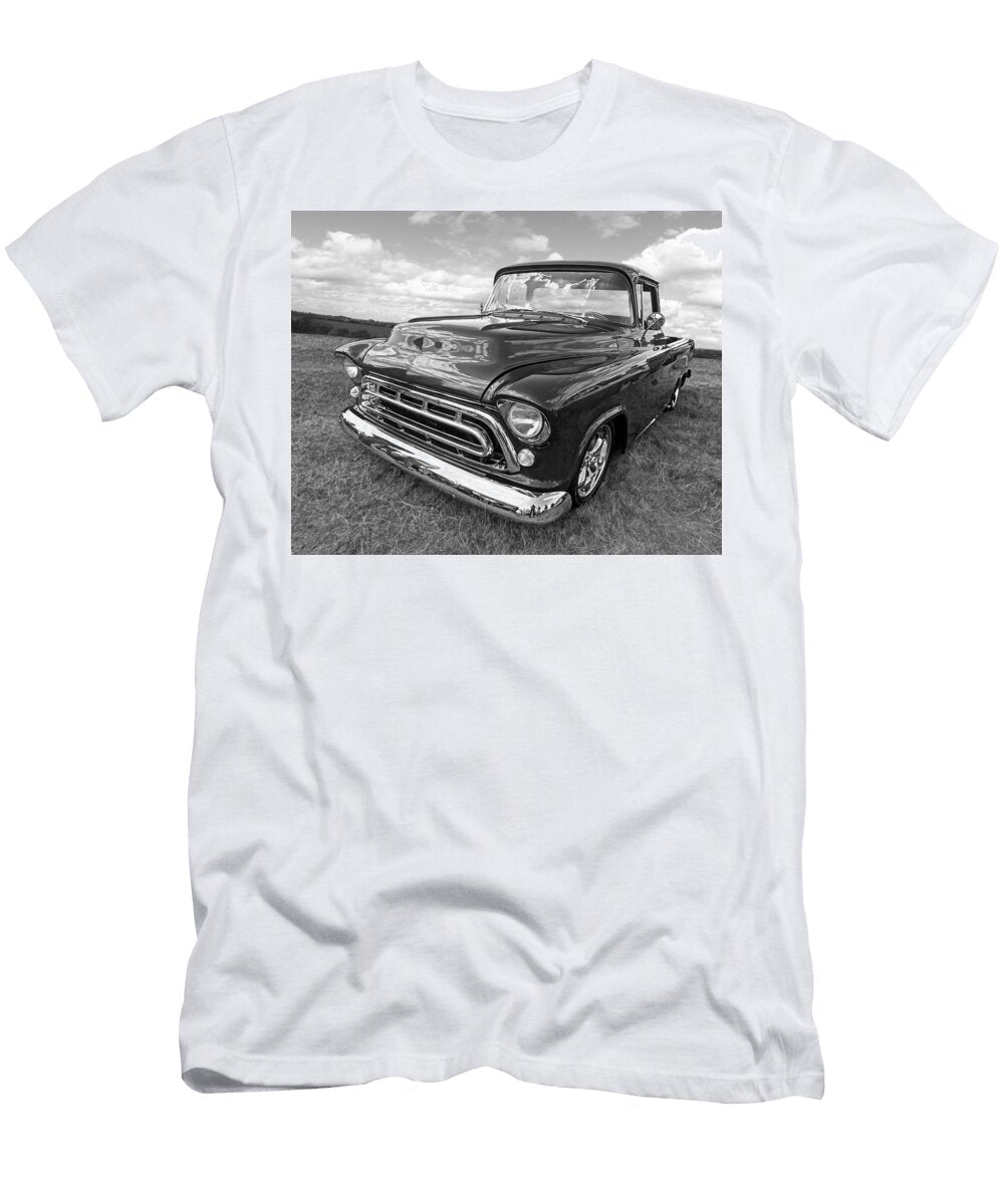 Nostalgia 57 Chevy in Black and White Gill Billington T-Shirt