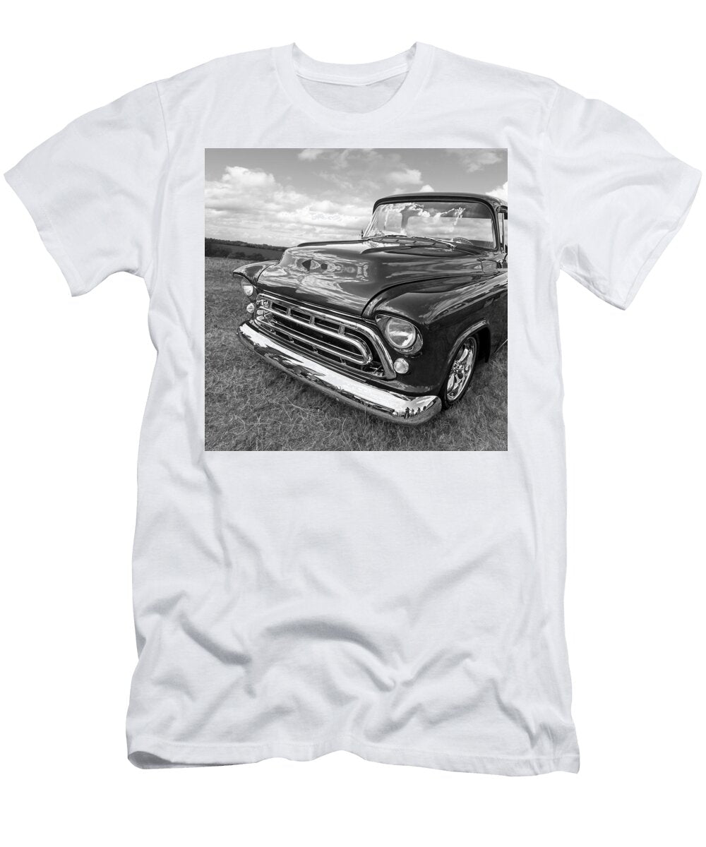 Nostalgia 57 Chevy in Black and White Square Gill Billington T-Shirt
