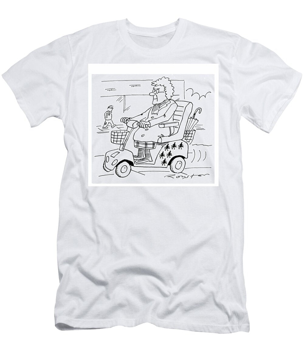 Old Ladys Mobility Scooter Has Six Stickers on the Side Royston Robertson T-Shirt