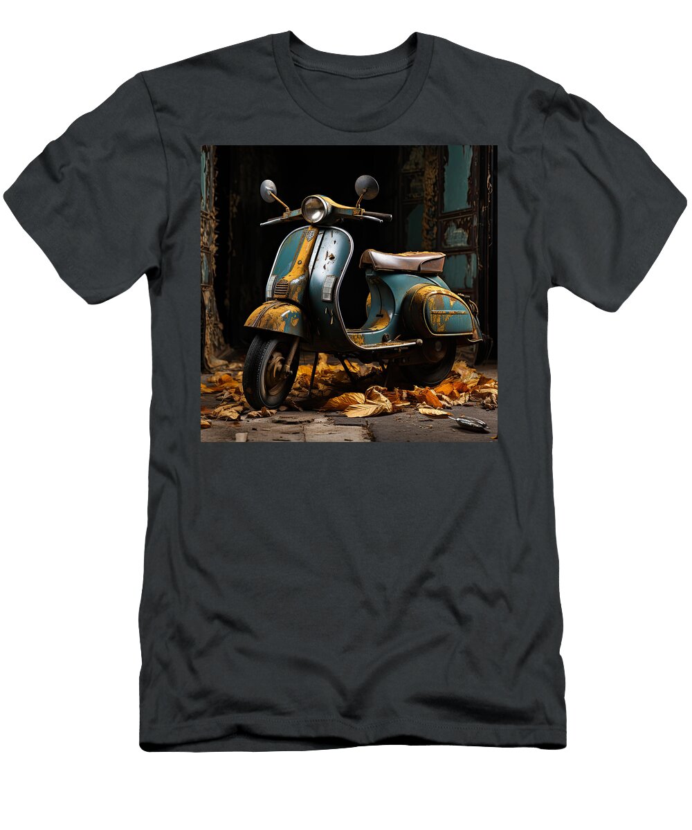 Old Vespa Italian Scooter N014 Edit Voros T-Shirt