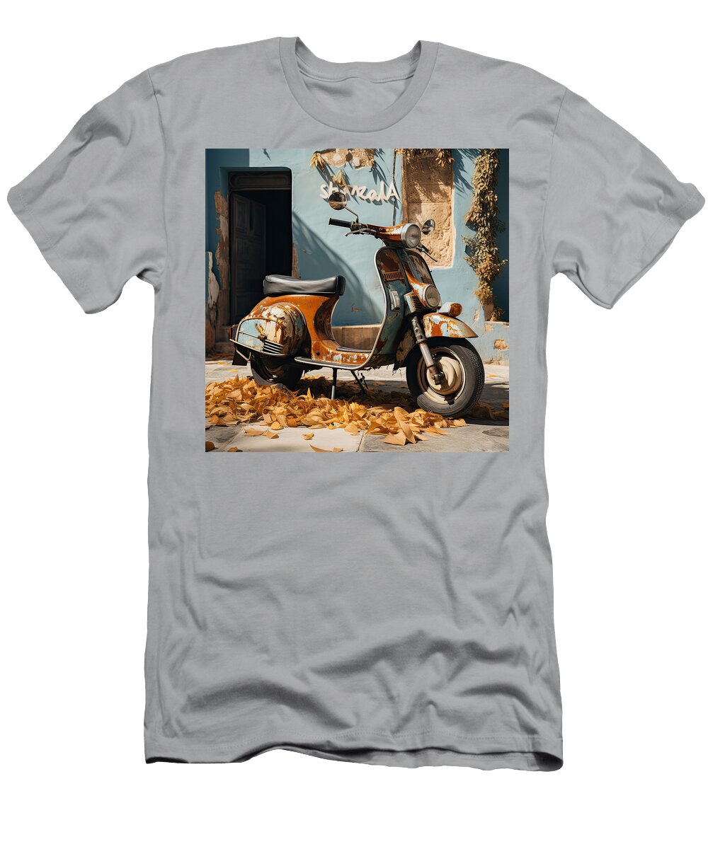 Old Vespa Italian Scooter N015 Edit Voros T-Shirt