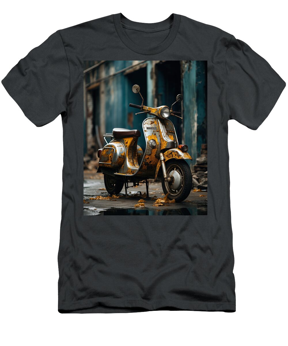 Old Vespa Italian Scooter N021 Edit Voros T-Shirt