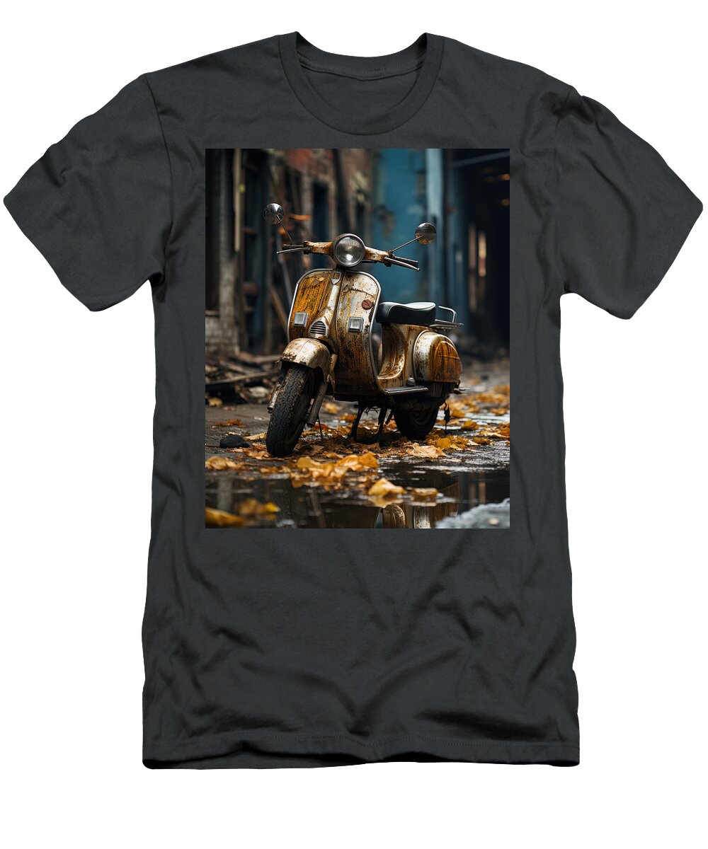 Old Vespa Italian Scooter N022 Edit Voros T-Shirt