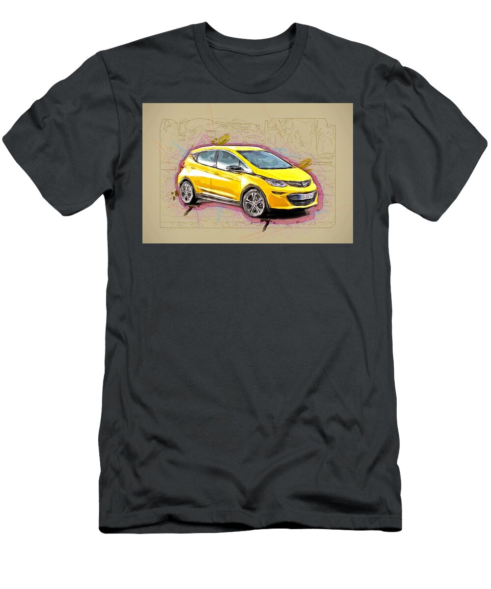 Opel Ampera E 2017 Yellow Hatchback Electric Car Cars Ola Kunde T-Shirt