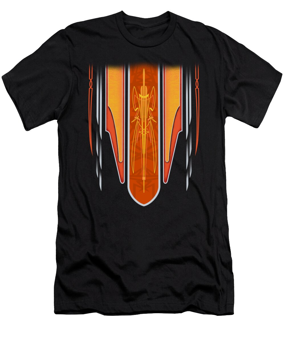 Orange Lowrider Patterns Bartlett Pinstriping T-Shirt